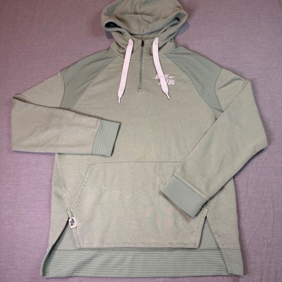 Nike Tops - Nike Softball Hoodie Women's Medium Green Dri-FIT 1/4 Zip Pullover Cropped Front